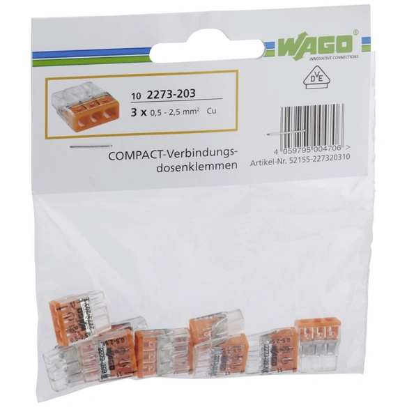 Klemme, COMPACT, Kunststoff, Orange, Leiter mit Querschnitt 0,5 – 2,5 mm²