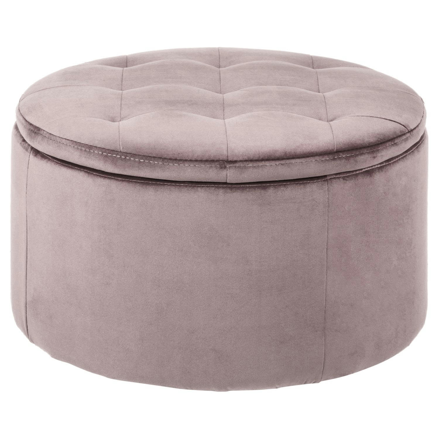 ROULIO - Pouf rond avec coffre de rangement en polyester rouge