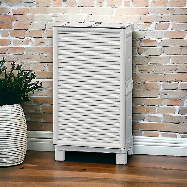 Armoire d'extérieur Dbiondin, Mobilier d'extérieur, Armoire de balcon polyvalente, Armoire d'extérieur, Gris clair, 50x39h92 cm