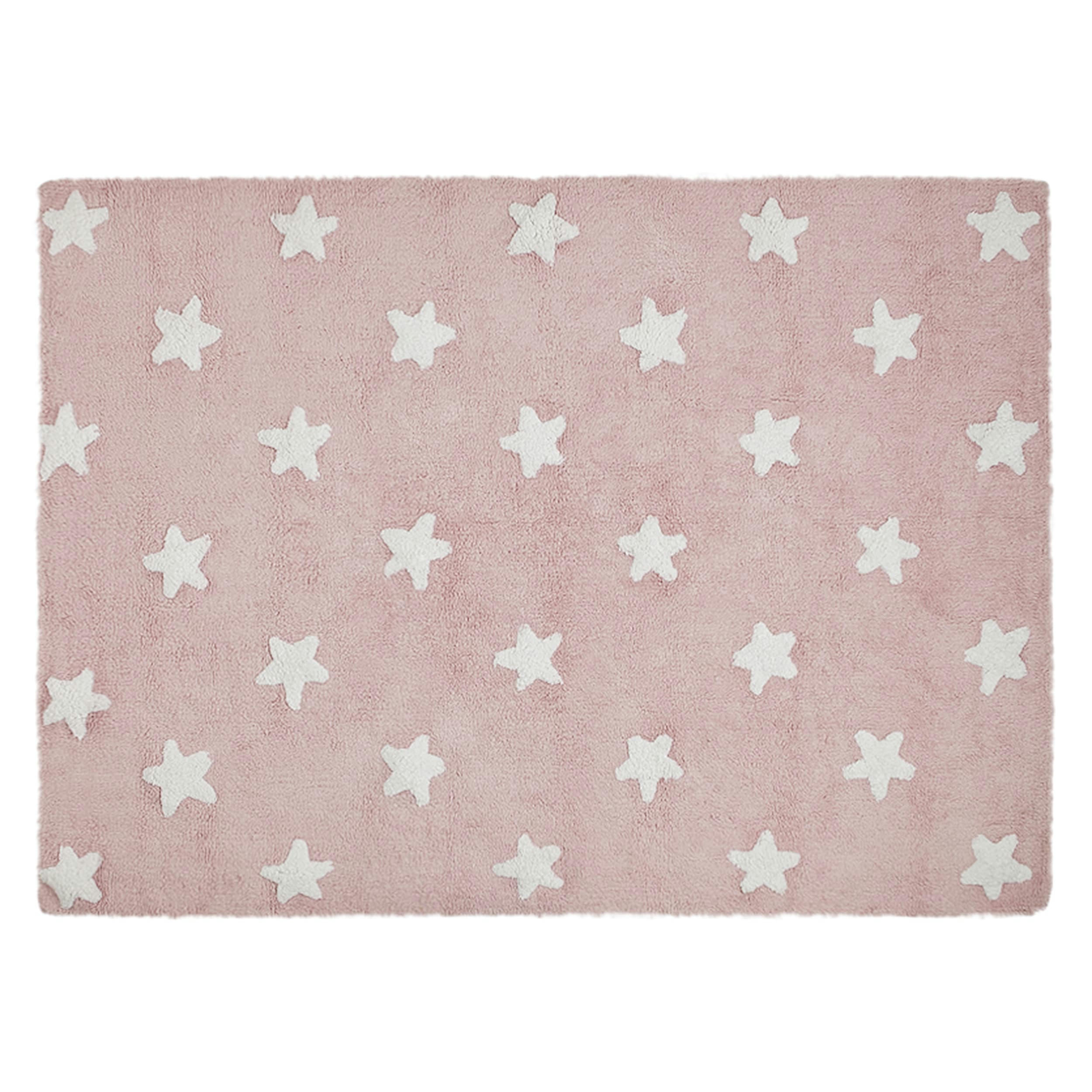 ÉTOILES - Tapis ethnique enfant en coton rose 120x160