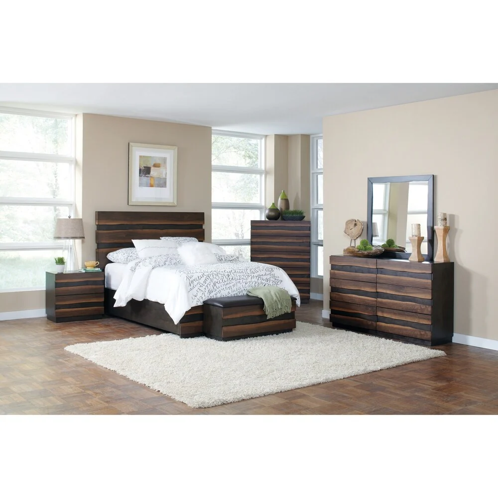 Octavia Bedroom Rustic Coffee and Sappy Walnut 4-piece Bedroom Set