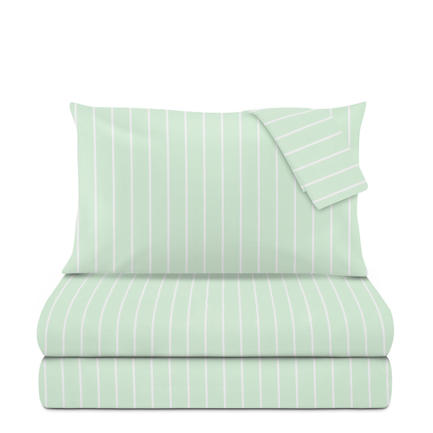 Completo letto matrimoniale policotone righe verde
