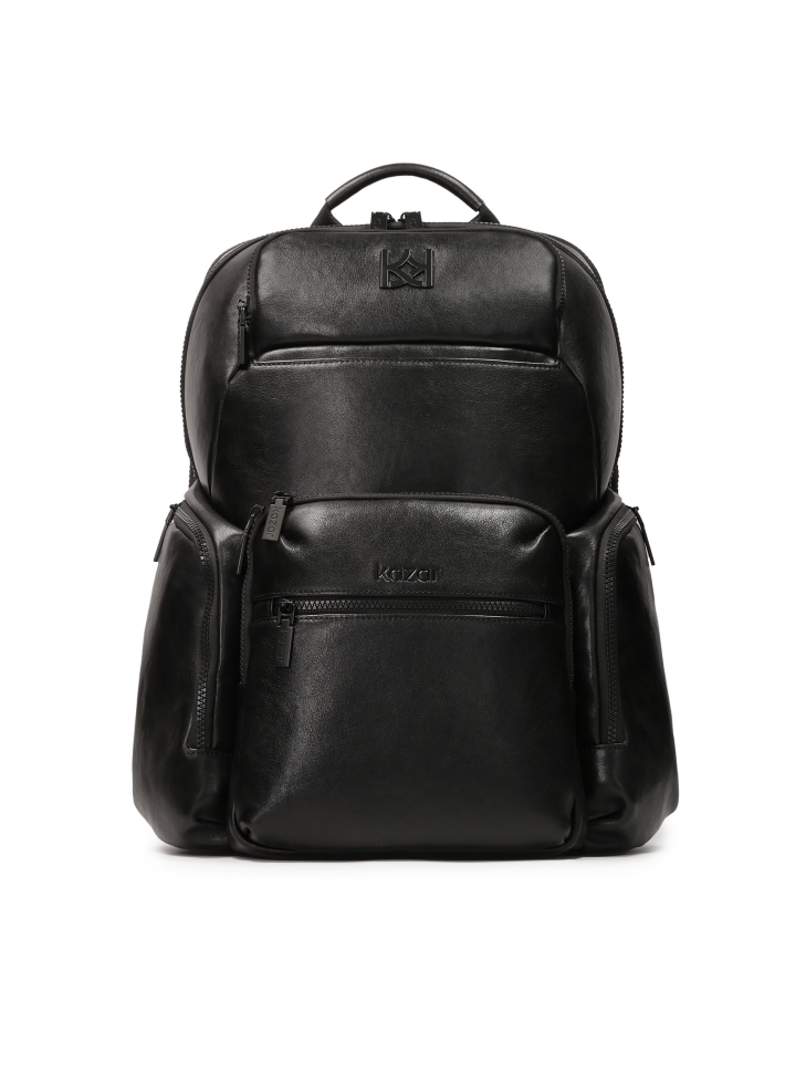 Leather backpack with laptop compartment