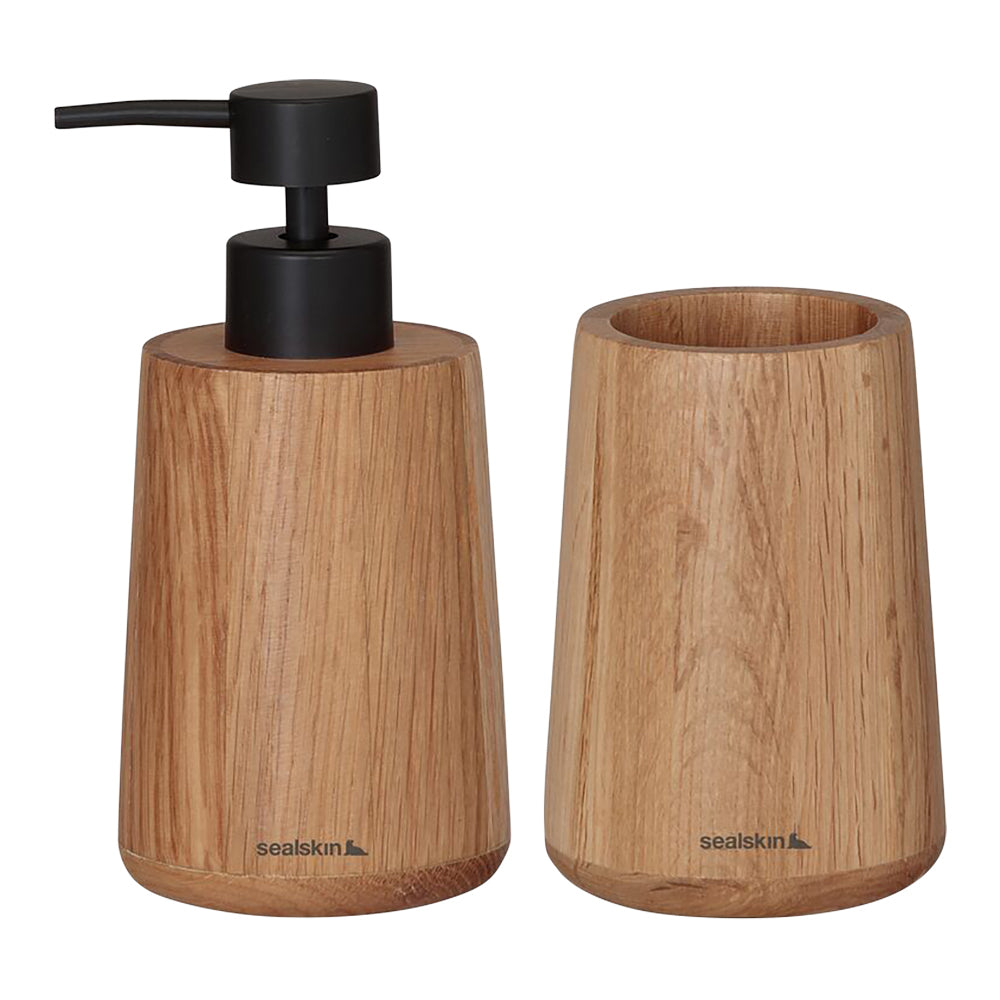 Sealskin Earth Badkamerset - Zeepdispenser 150 ml - Tandenborstelbeker