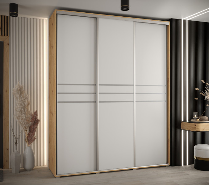 Szafa przesuwna 45 wysoka Davos 10 200 artisan biały srebrny