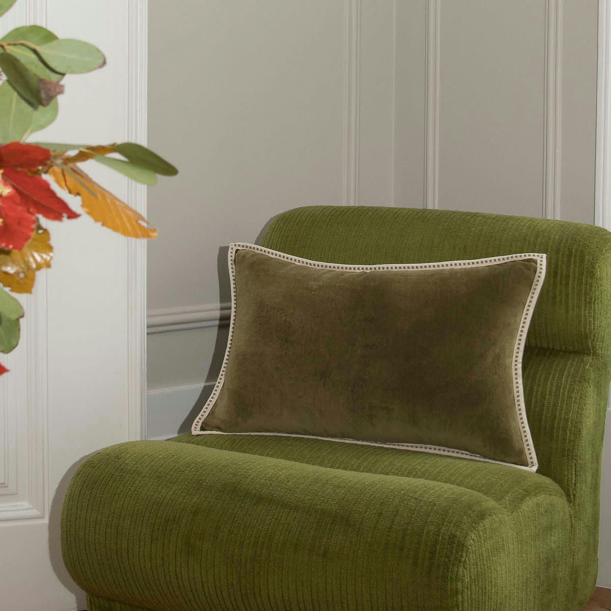 ERIN - Housse de coussin velours de coton  60x40 coriandre