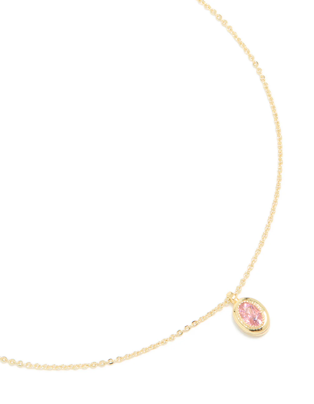 Gold Plated Brass Pink Tourmaline October Birthstone Necklace