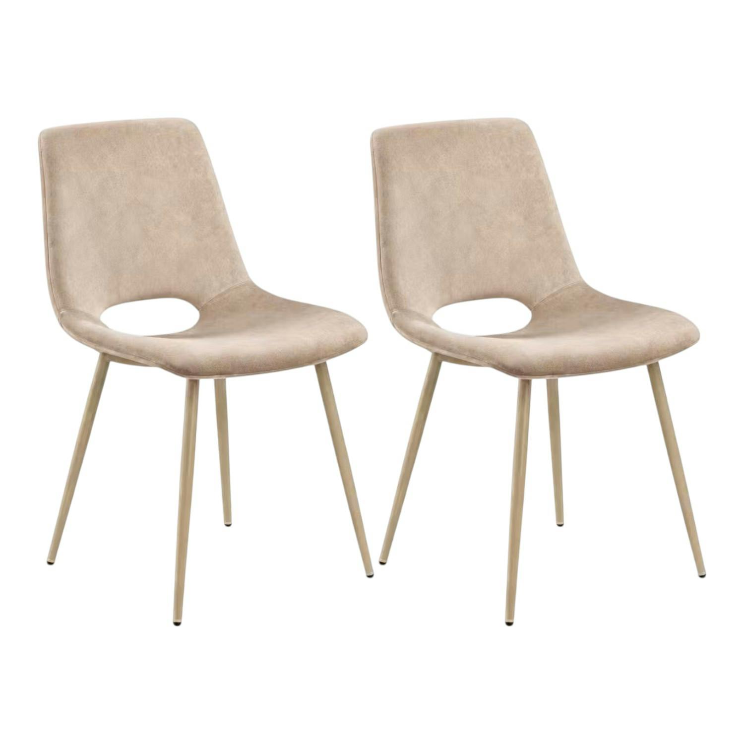 Chaise tissu taupe à dossier ouvert (lot de 2) LORA