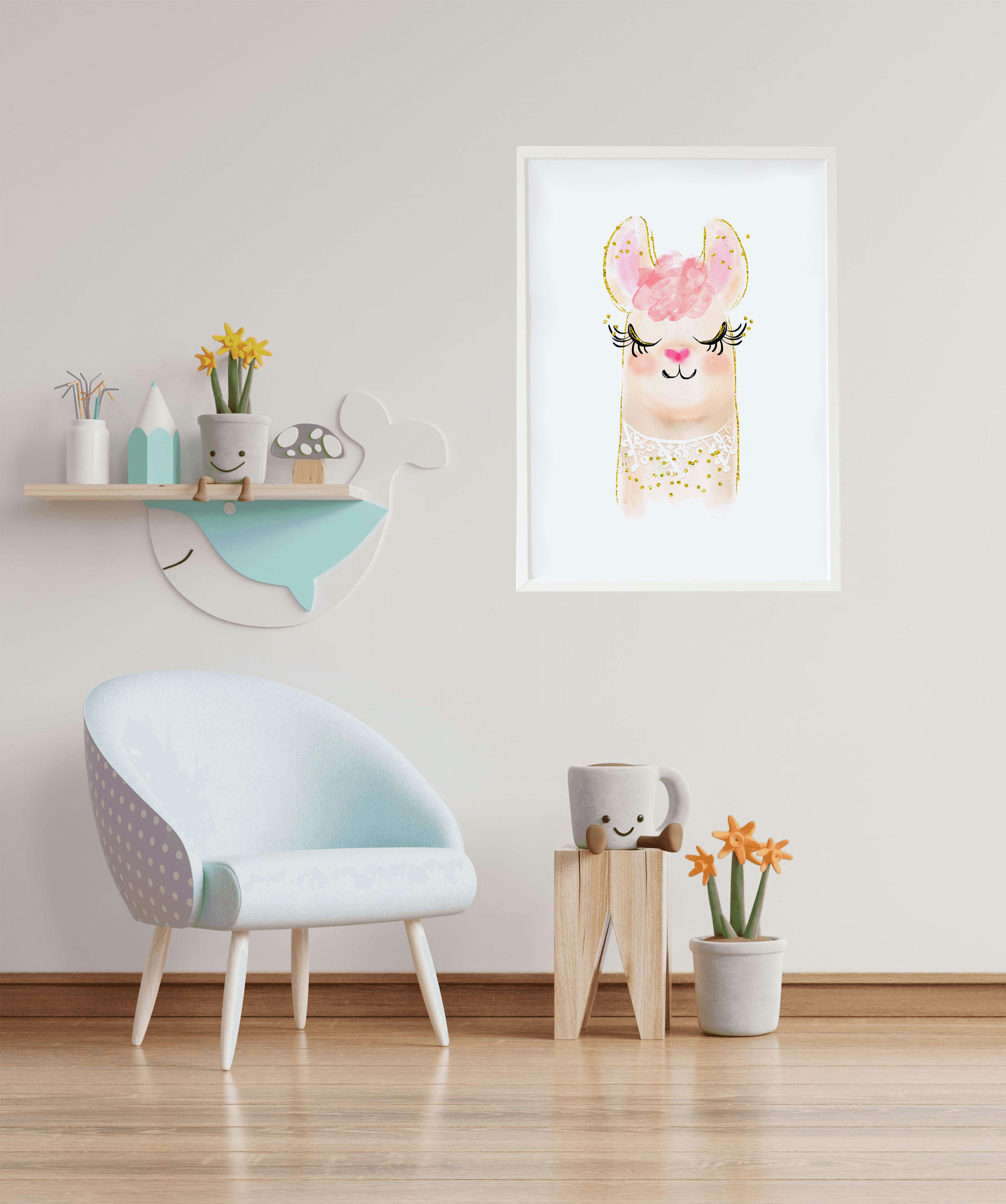 DECOWALL - Impression de flamme encadrée en bois blanc 43X33 cm