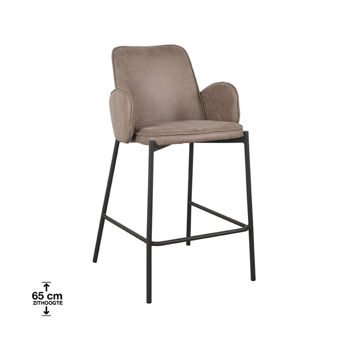 LABEL51 Barstoel Joni - Taupe - Zithoogte 63cm - Set van 2
