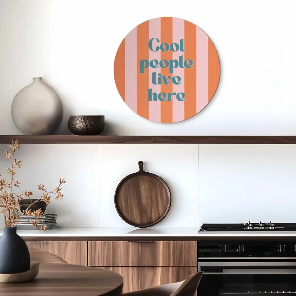 Glasschilderij Coole mensen - &Oslash; 50 - Oranje