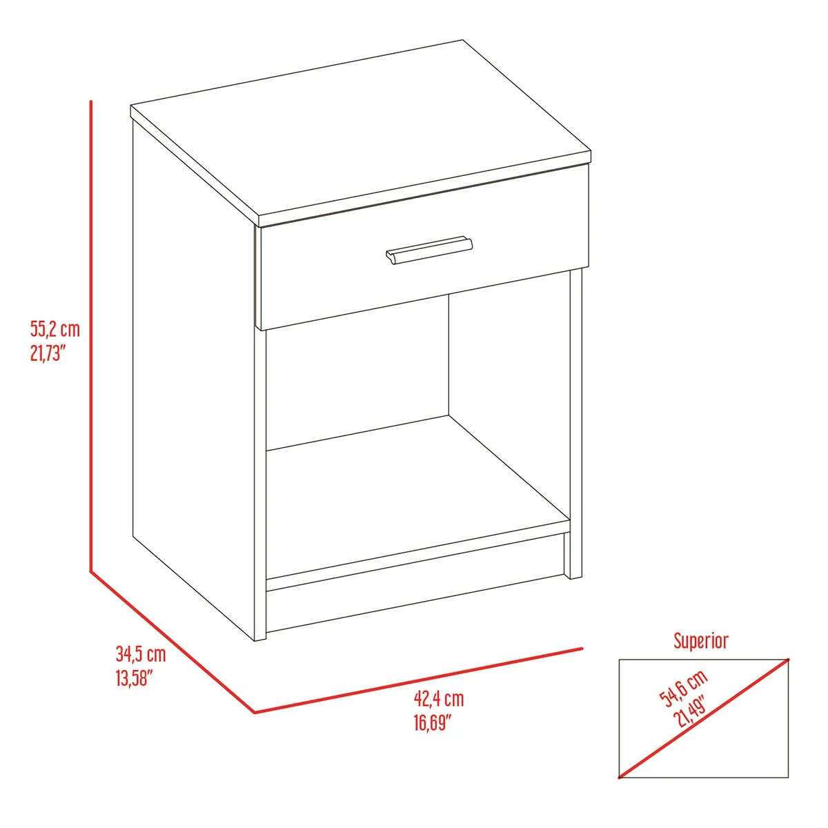 Merimac Nightstand with 1 Drawer and 1 Shelf