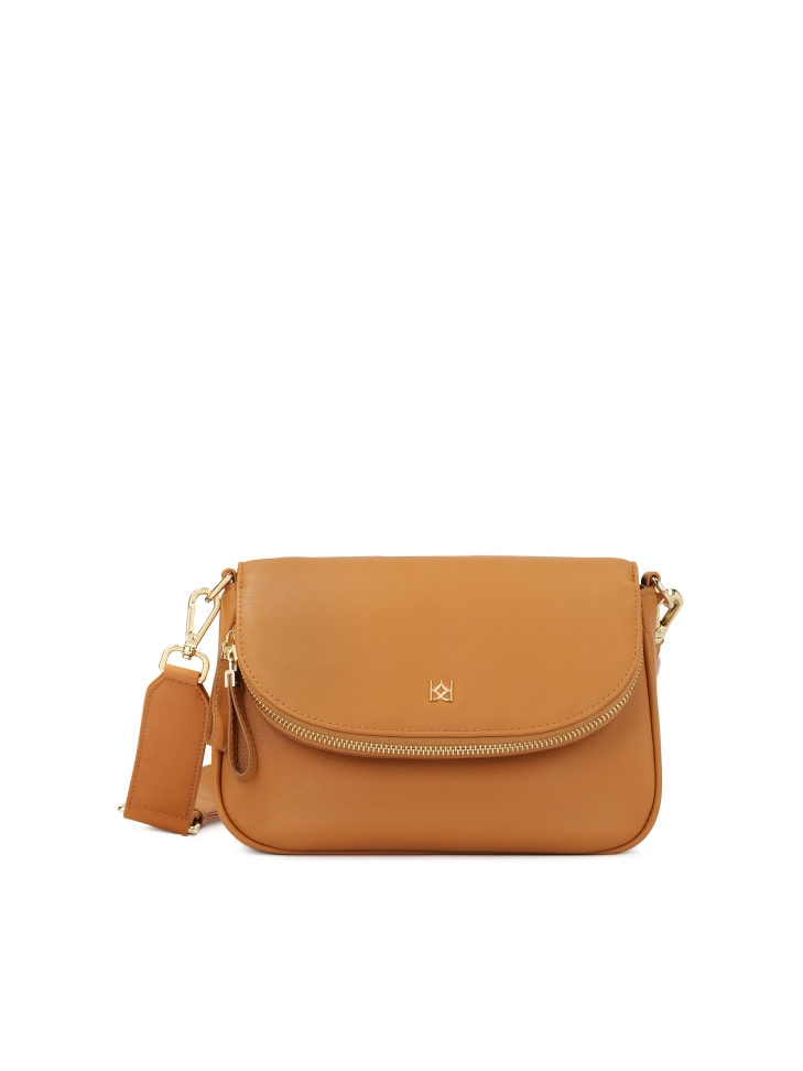 Small leather handbag on a wide strap