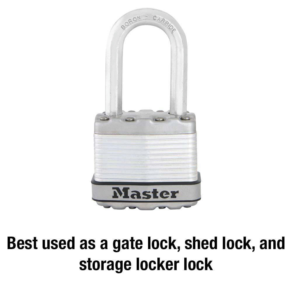 Master Lock 44mm-Wide Laminated Magnum Steel Keyed Padlock with 38mm Shackle, Silver