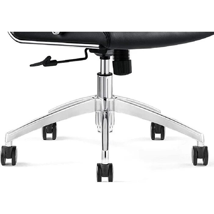 GM Seating Ribbed Mid-Back Desk Chair Chrome Frame, Task Chair, Home Office Chair, Conference Chair (Black & Chrome High Back)