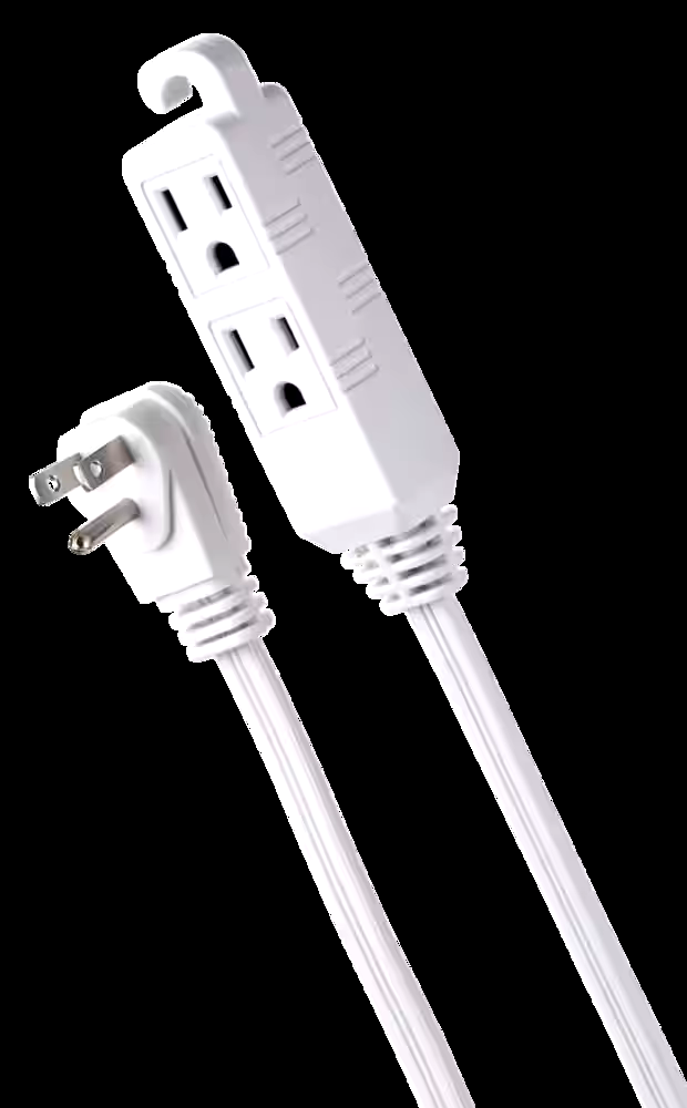 NOMA 6-ft 7-in 16/3 All-Purpose Extension Cord, Light-duty, 3 Grounded Outlets, White