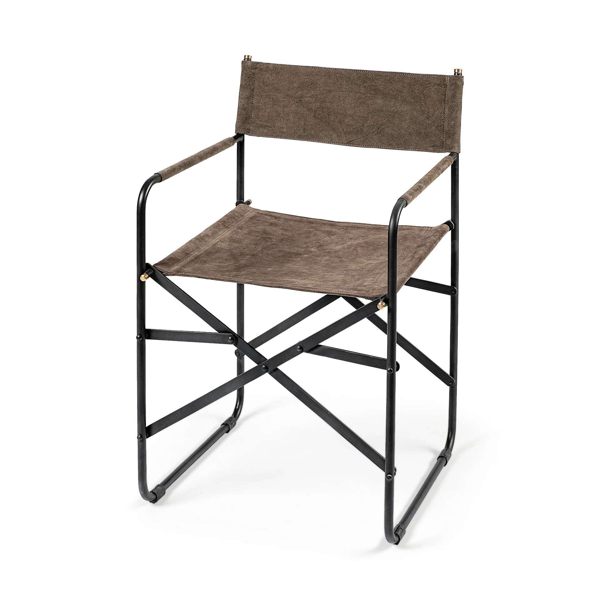 Direttore Brown / Grey Suede Seat w/ Black Iron Frame Dining Chair - 19.2W x 20D x 31H