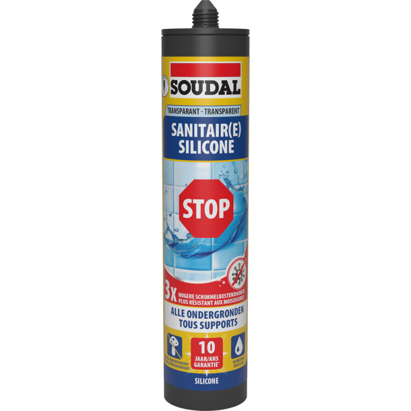 Silicone sanitaire Stop transparent 0,29 L SOUDAL