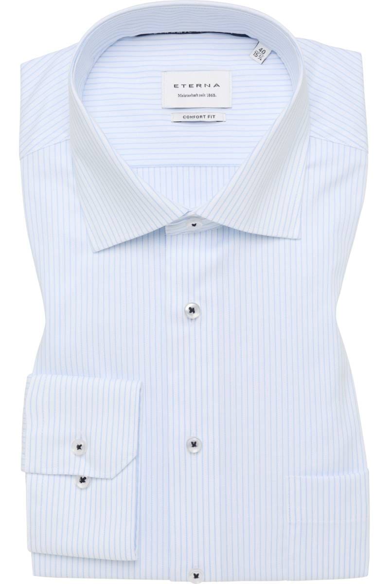 ETERNA Comfort Fit Hemd blau, Gestreift (super langer Arm)