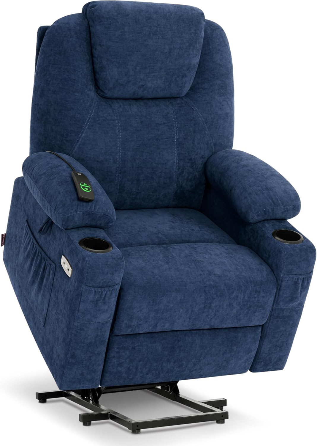MCombo Power Lift Recliner Chair for Elderly, Lift Chair with Heat and Massage, USB&Type C Ports, Extended Footrest, Cup Holders, Fabric 7040 (Medium, Admiral)