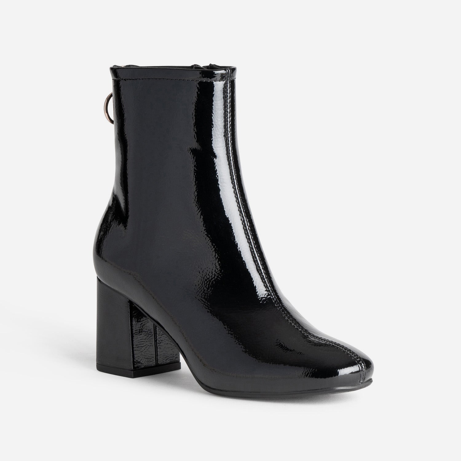 Boots noir verni zip arrière
