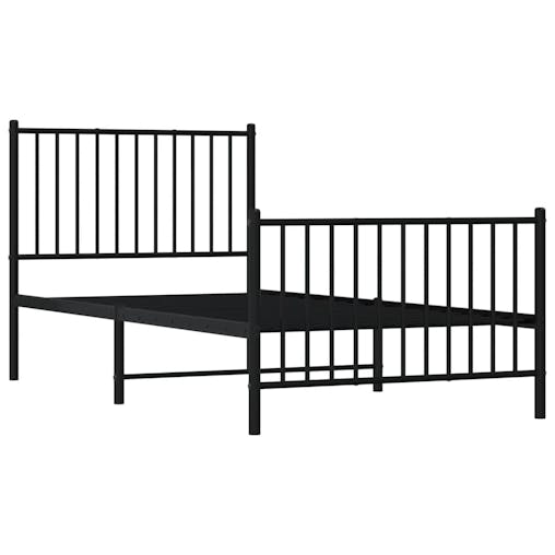 NNEVL Metal Bed Frame with Headboard and Footboard Black 92x187 cm Single