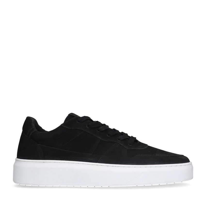 Manfield Zwarte nubuck sneaker