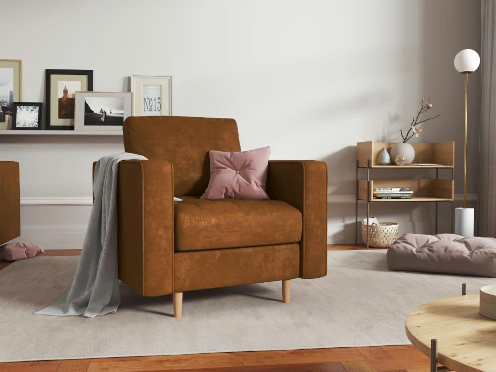 GOBI - Fauteuil en imitation cuir chameau