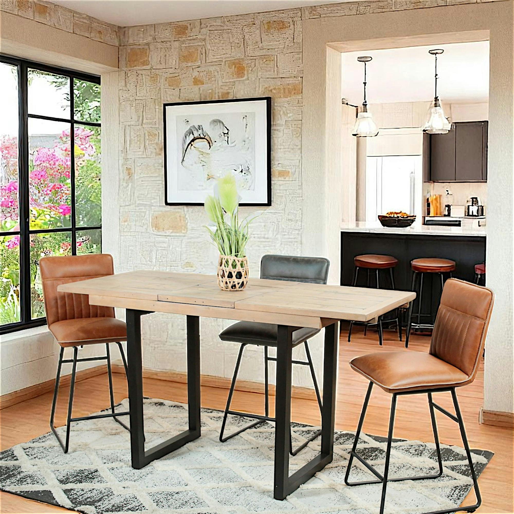 Table haute extensible bois recyclé 120-160 cm AUCKLAND