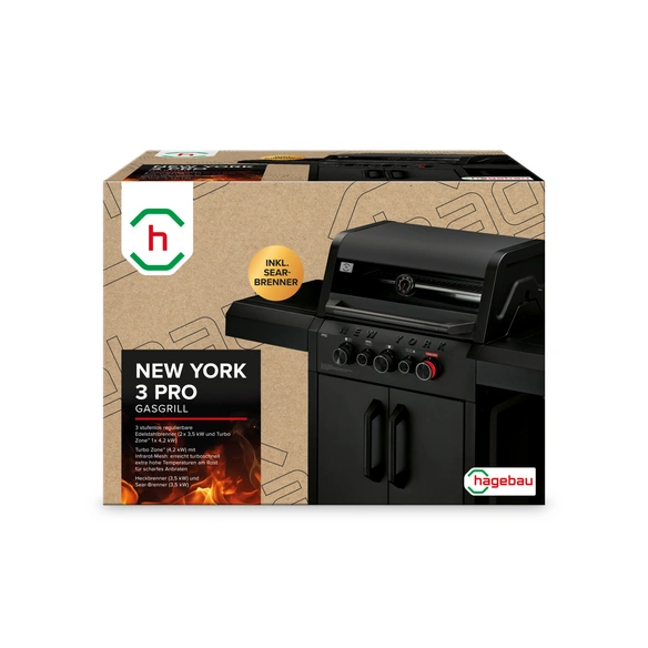 Gasgrill »New York Pro«, 3 Brenner, Sear-Brenner, matt graphit