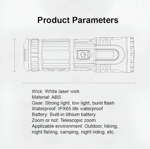 NNEOBA LED White Laser Telescopic Zoom Flashlight