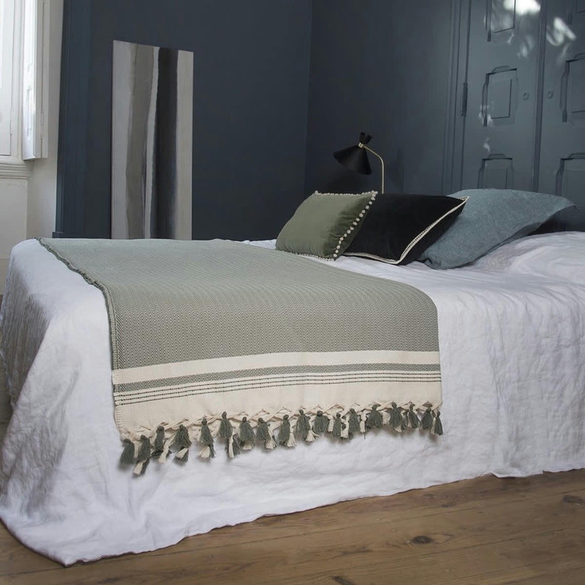 IVAN - Plaid coton  160x250 vert olive