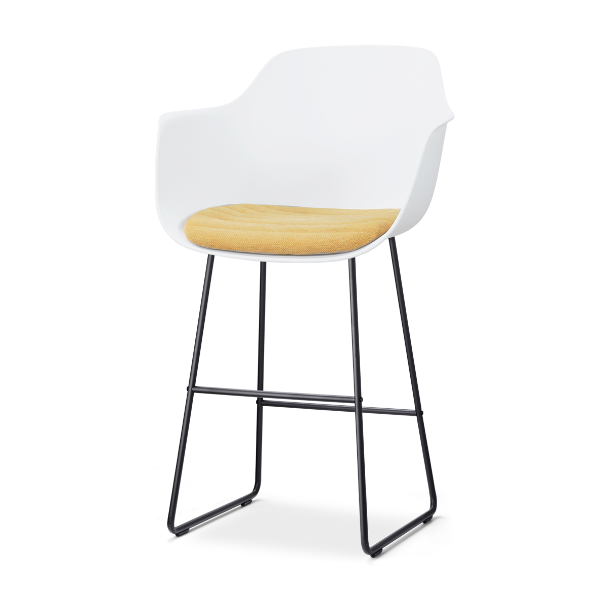 Nolon Nino-Liz barkruk wit met warm oker zitkussen - zwart onderstel - 75 cm