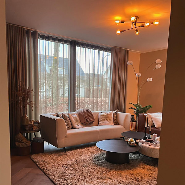 Lampadaire design en laiton avec verre opale 5 lumières - Sixties Marmo
