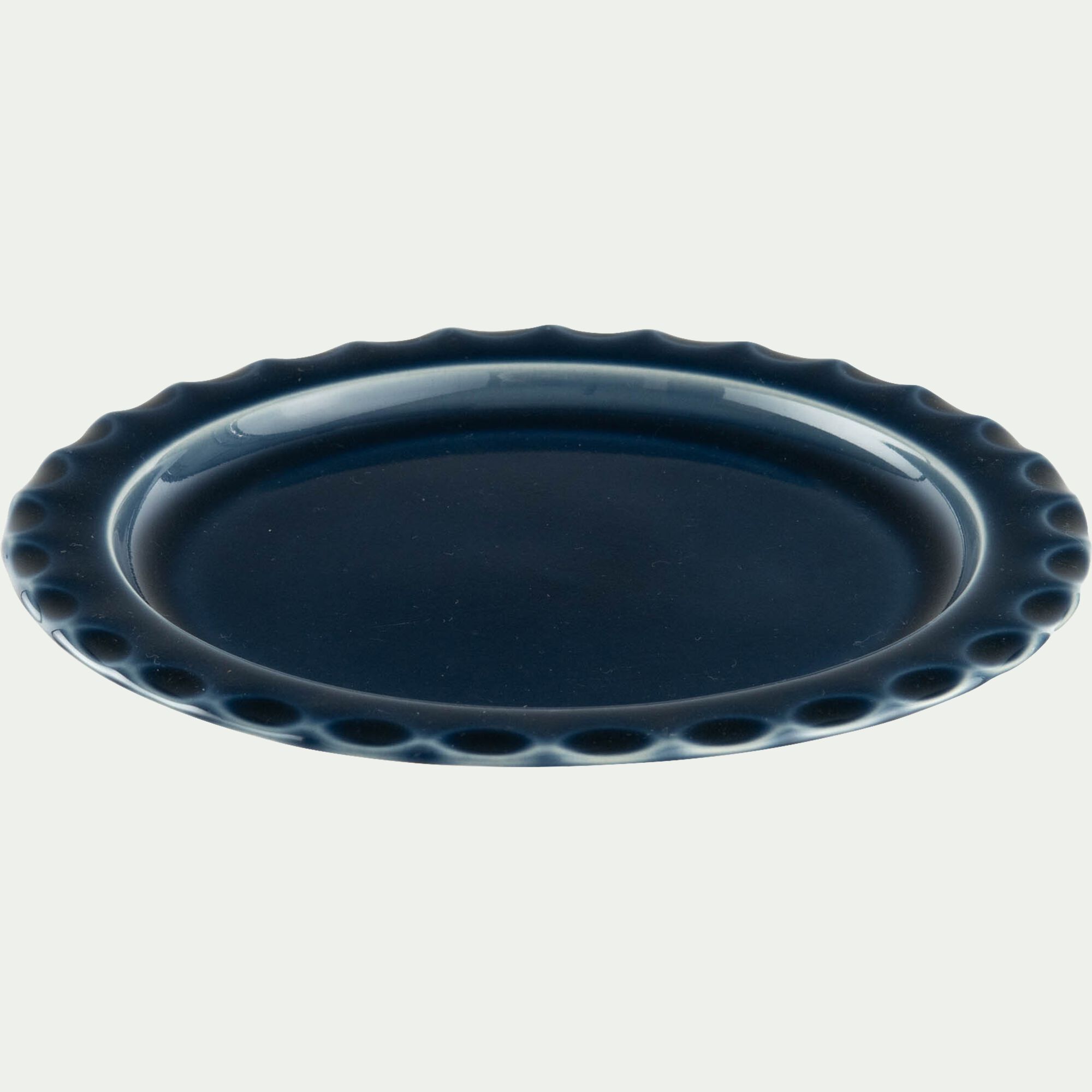 ABILIO - Assiette à dessert ondulée en grès D21cm - bleu