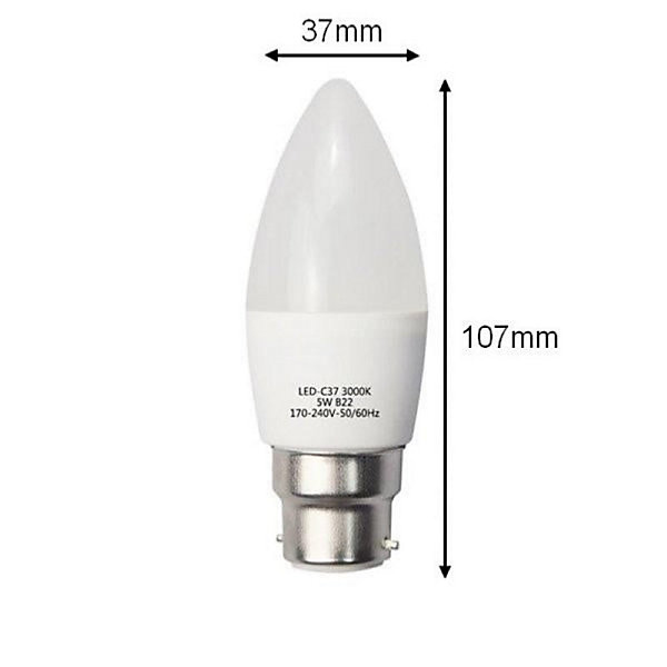 Ampoule LED B22 6W 220V C37 180 degrés - Blanc Chaud 2300K - 3500K - SILAMP