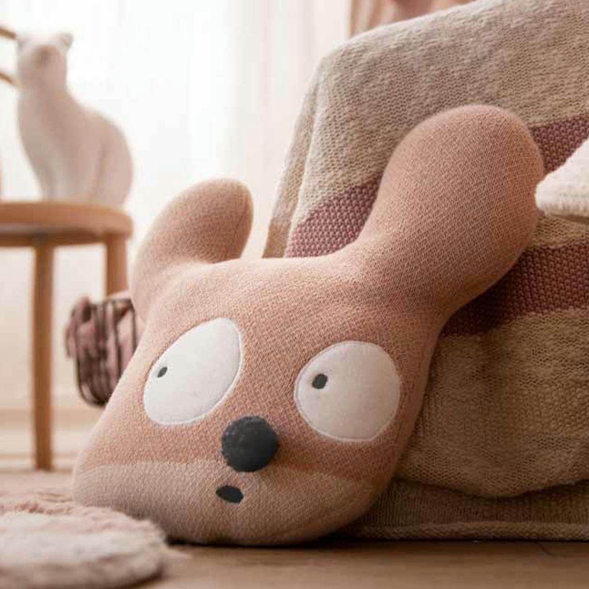 EDGAR PLANS - Coussin souris en coton rose 35x35