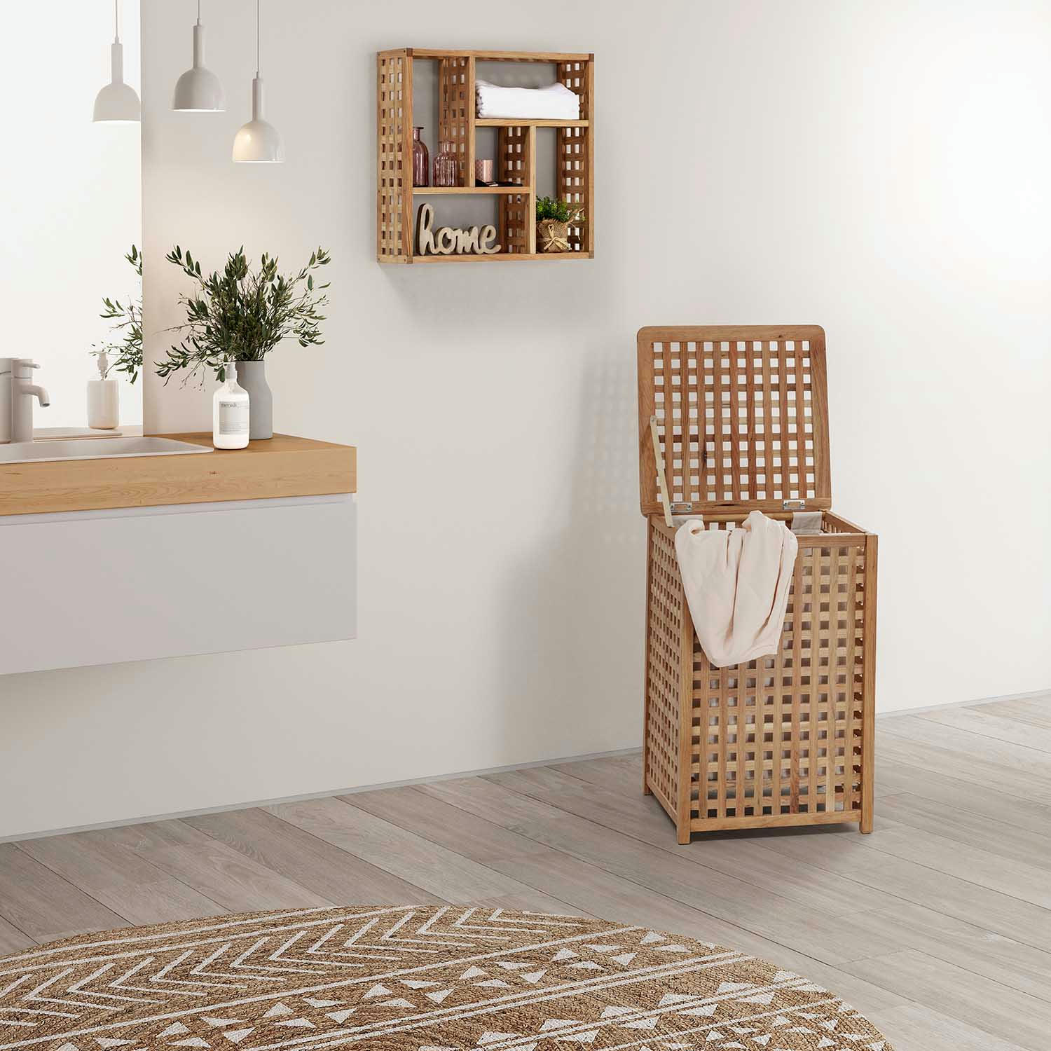 KOTA - Panier à linge avec couvercle, 46 x 46 x 67 cm