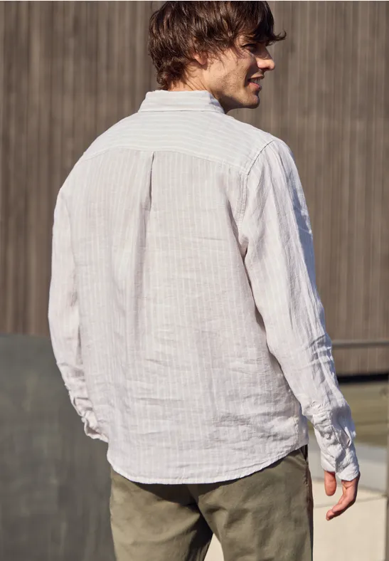 Langarm Hemd aus Leinen mit Streifen