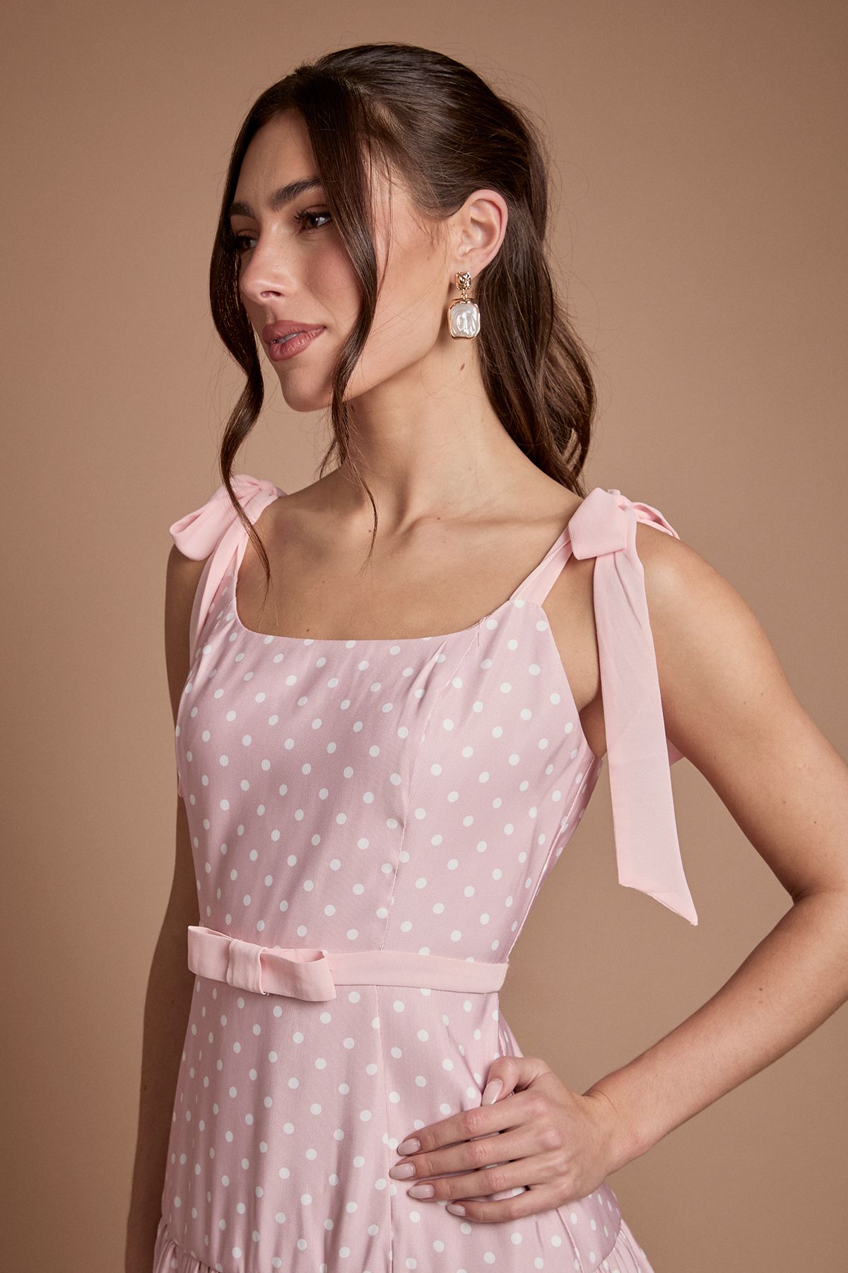 Oasis Bow Detail Dropped Waist Midi Dress