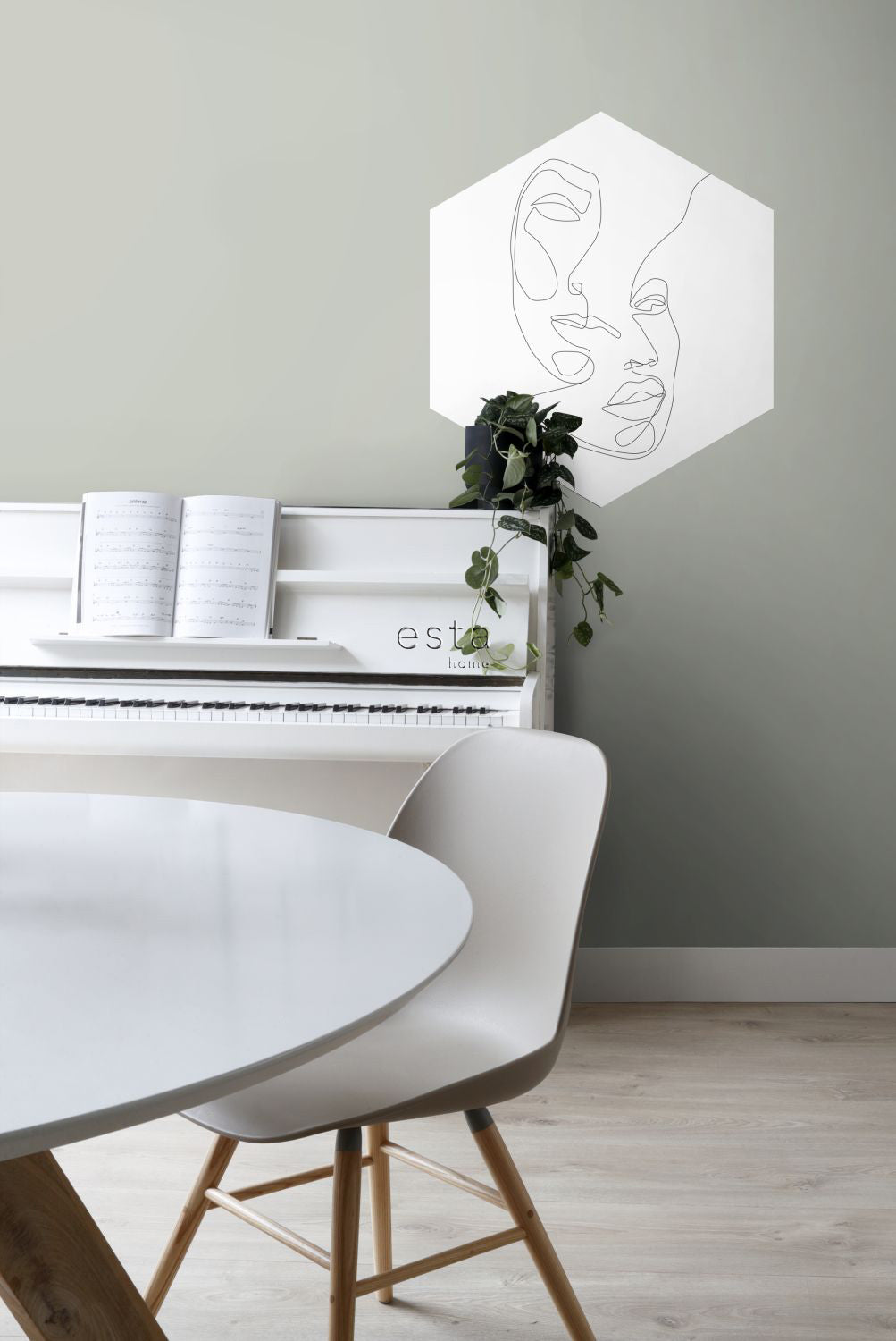 ESTAhome muursticker line art gezichten zwart wit - 70 x 81 cm - 159001