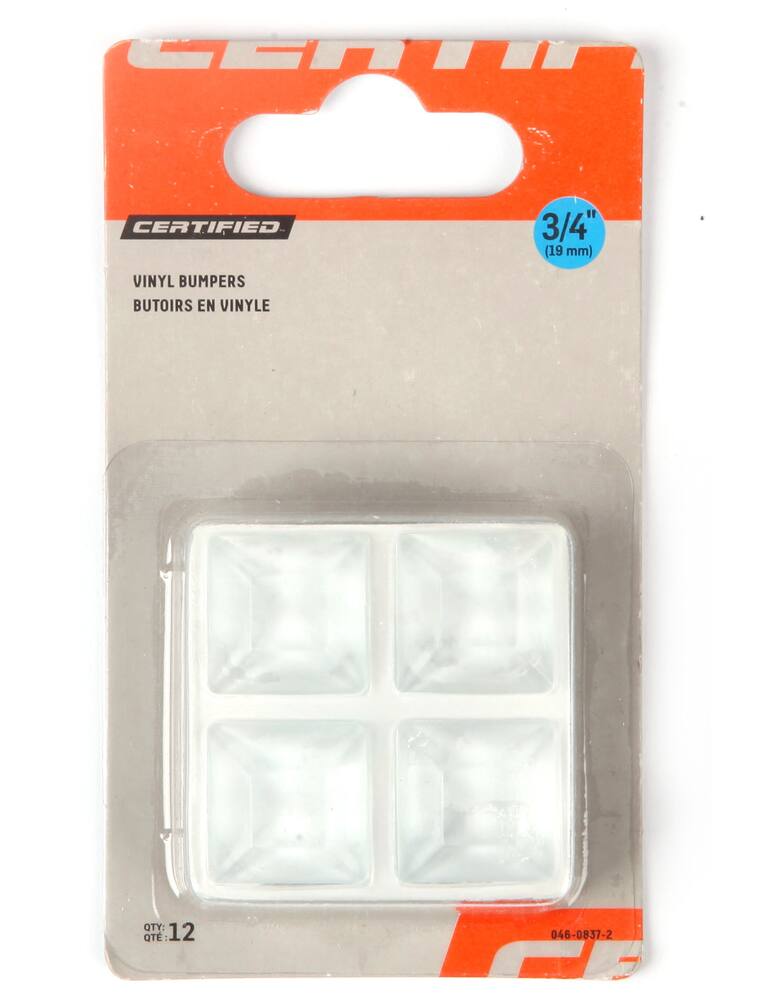 Likewise Square Vinyl Bumper Protector, Self-Adhesive, 3/4-in, Clear, 12-pc