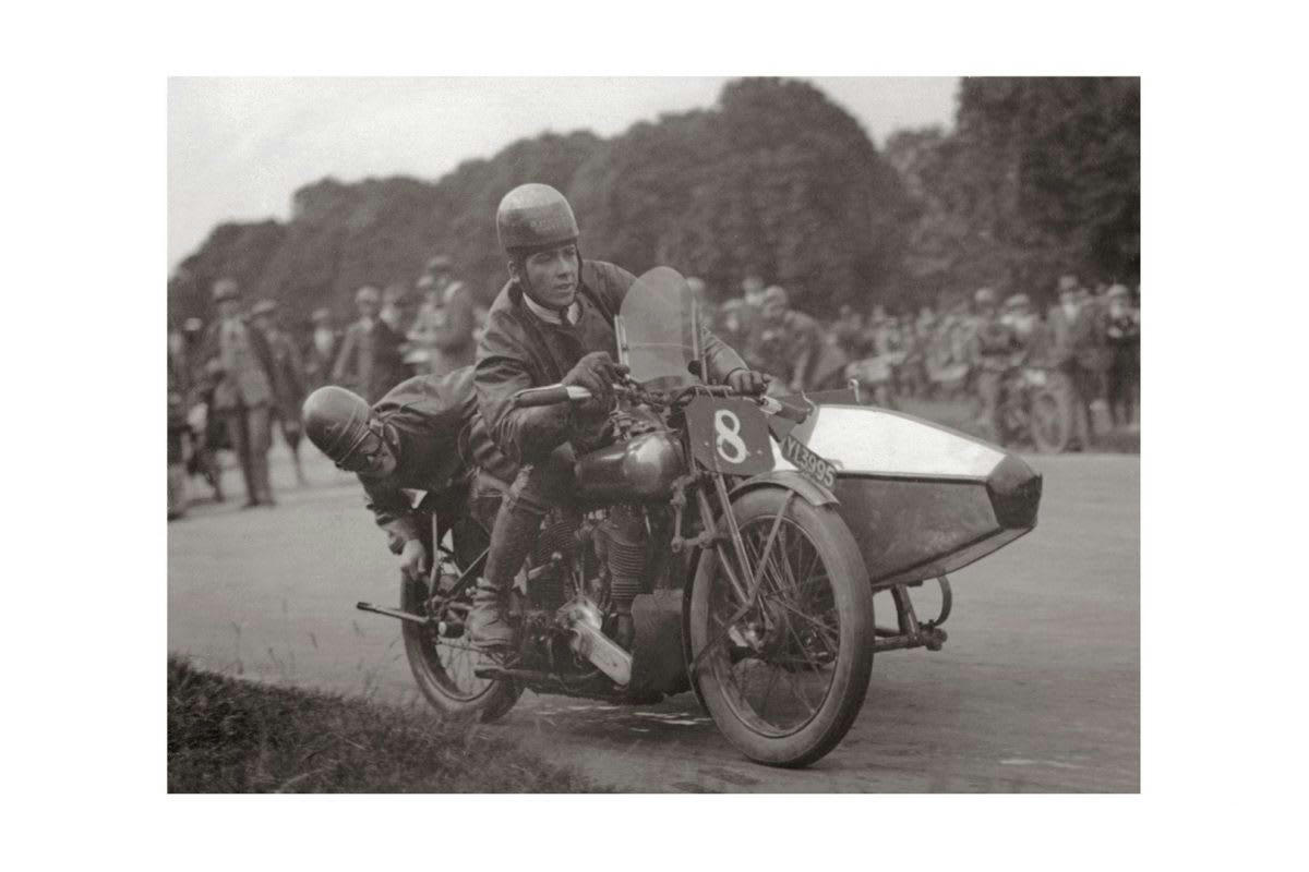 CYCLES - Photo ancienne noir et blanc side car n°08 alu 40x60cm