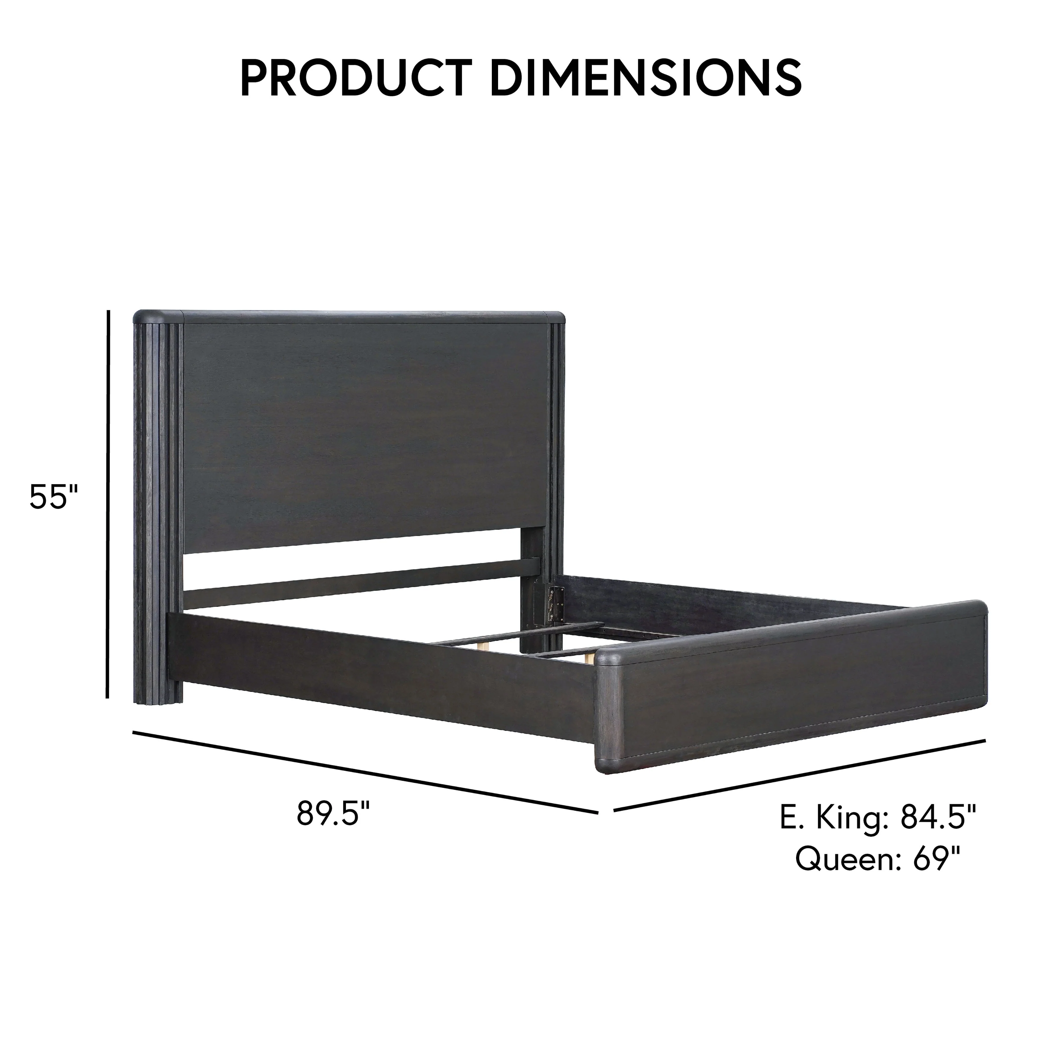 Furniture of America Caelan II Modern 6-Piece Black Solid Wood Panel Bedroom Set with Motion Light