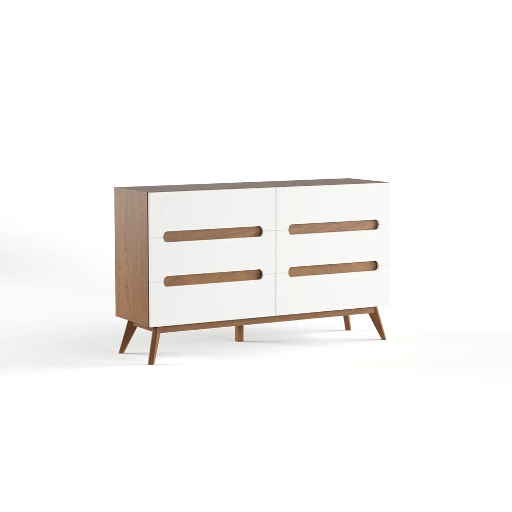 Carson Carrington Sundsvall Mid-century White and Walnut 6-drawer Chest