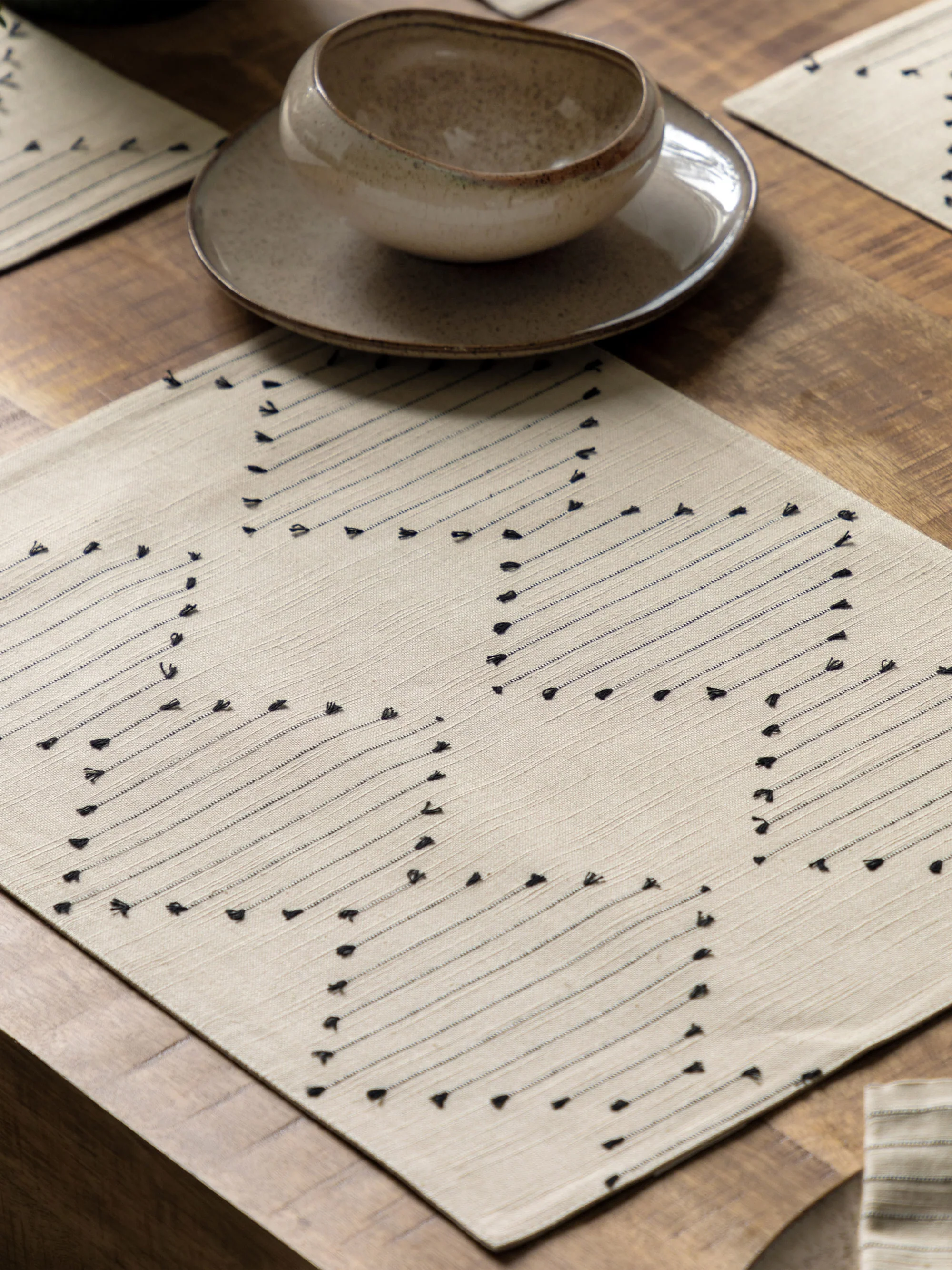 Baumwoll-Tischsets Diamond Weave, 4er-Set