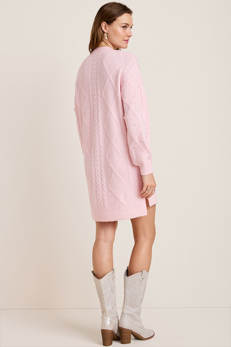 Tara Pearl Embellished Sweater Mini Dress