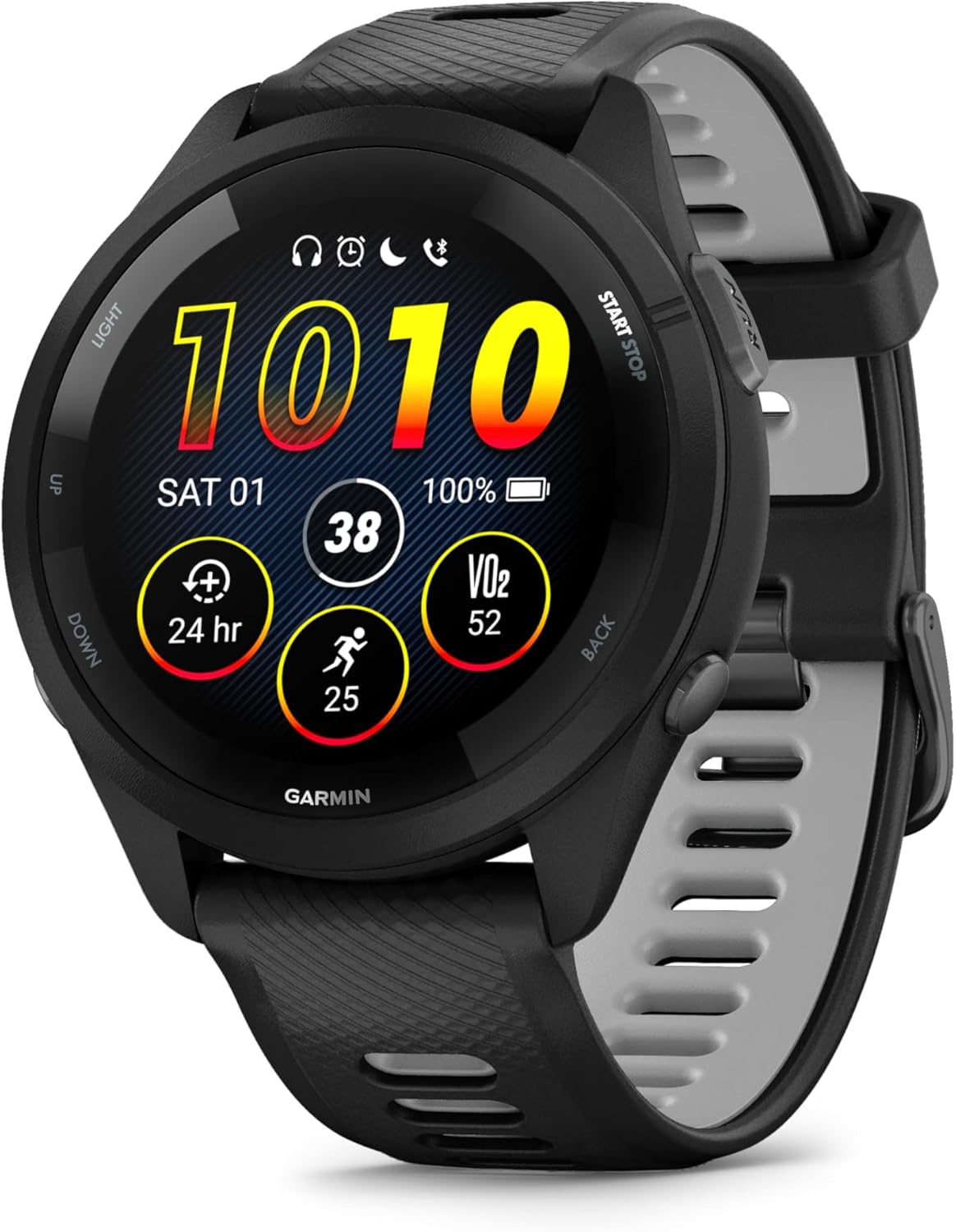 Garmin Forerunner 265 Running Smartwatch  Colorful AMOLED Display  Training Metrics and Recovery Insights  Black and Powder Gray