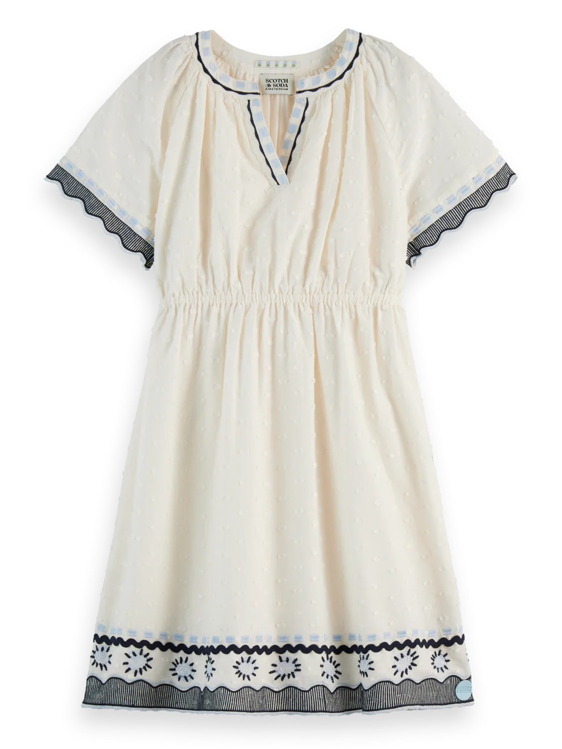 Girls' V-Neck Embroidered Dress