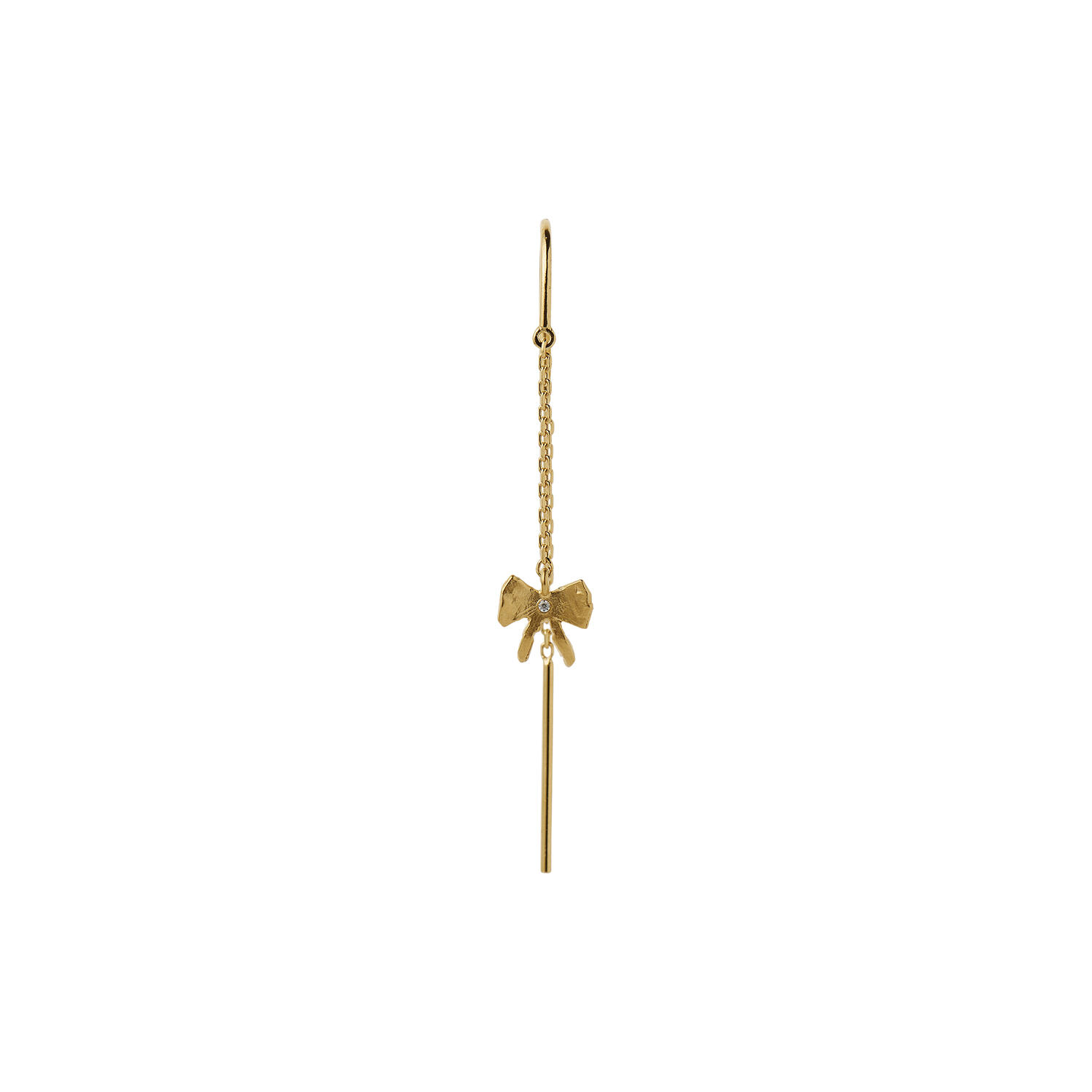 Petit Bow Double Chain Earring Single, gold